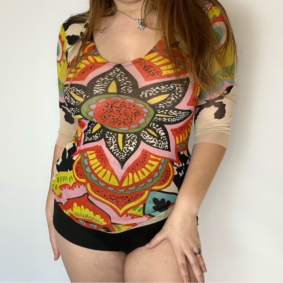 Y2K retro patterned boho long sleeve - Picture 3 of 4
